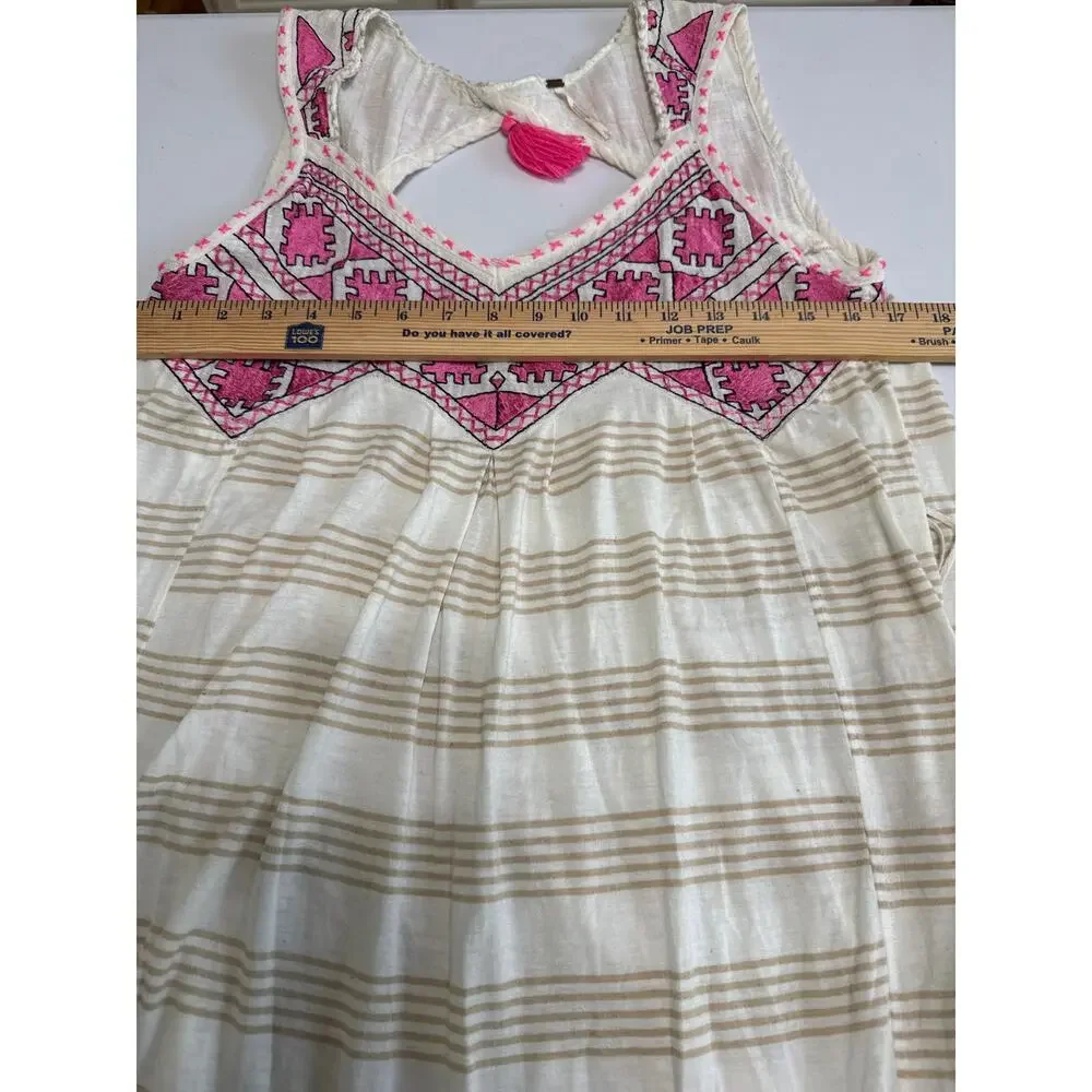 Free People Native Sun Embroidered Tunic Sand Size Large Boho Oversized - Picture 12 of 13